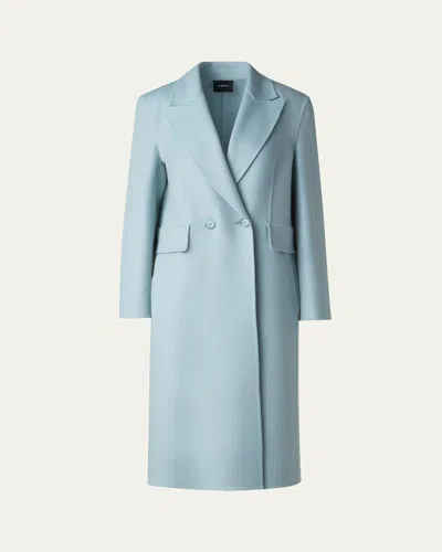 Akris Zelda Cashmere Double-breasted Coat In Stone Blue