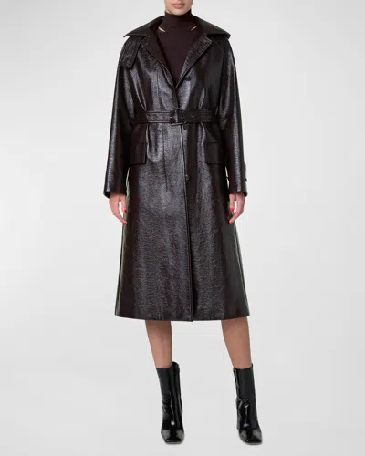 Akris Zeno Lacquer Cotton Belted Trench Coat In Mocca