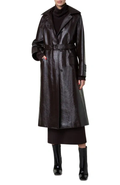 Akris Zeno Lacquered Cotton Hooded Coat In Mocca