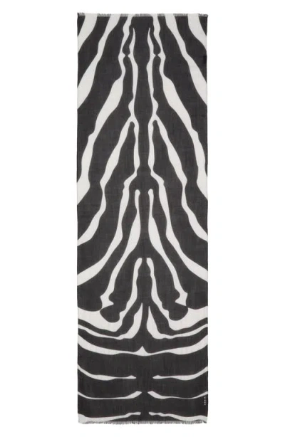 Akris Zepra Stripe Cashmere Scarf In Black-white