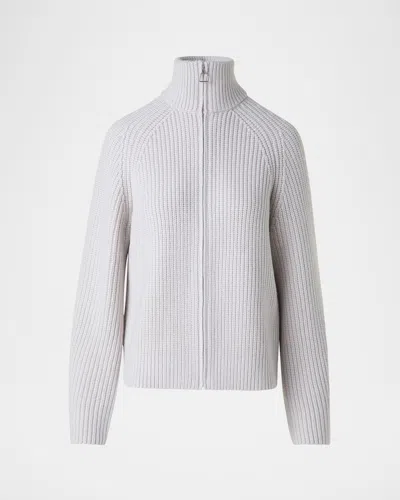 AKRIS ZIP-FRONT CASHMERE CARDIGAN