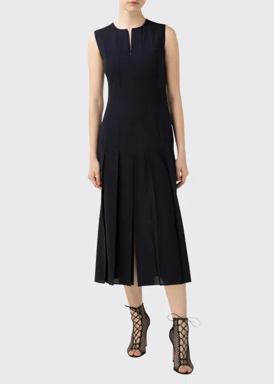 Akris Zip-front Seamed Wool-blend Dress In Black