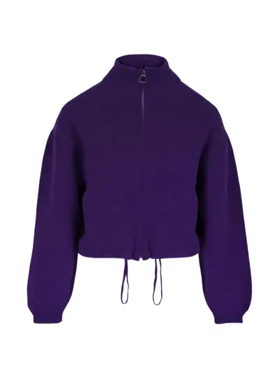 Akris Zip-up Drawstring Cardigan In Purple
