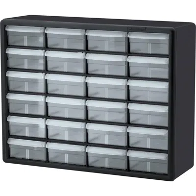 Akro Mils 24-drawer Plastic Storage Cabinet - 24 Drawer(s) - 15.8" Height6.4" Depth X 20" Length%floor - Stack In Black