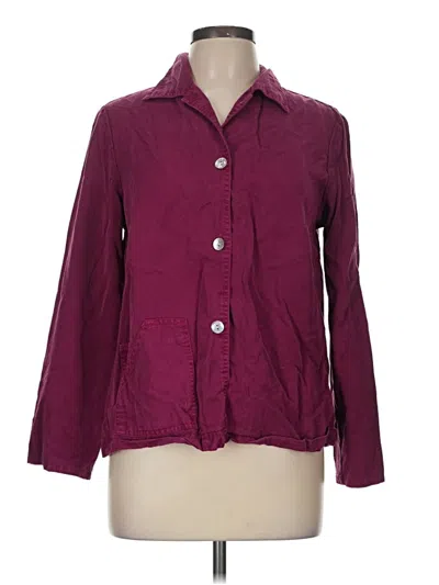 Pre-owned Aks By Amy K Su 3/4 Sleeve Button Down Shirt In Burgundy