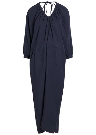 Akyn Cut-out Stretch-cotton Gauze Midi Dress In Blue