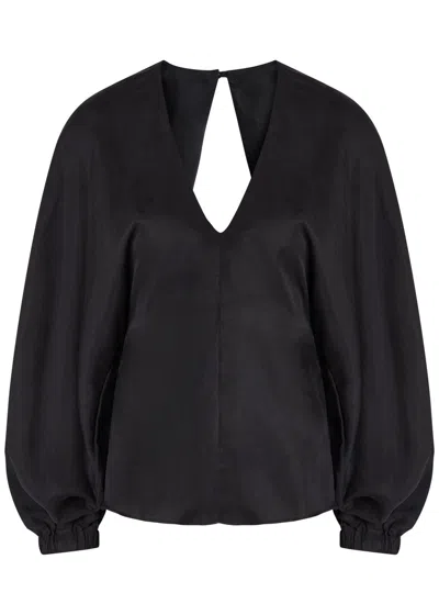 Akyn Draped Woven Blouse In Black