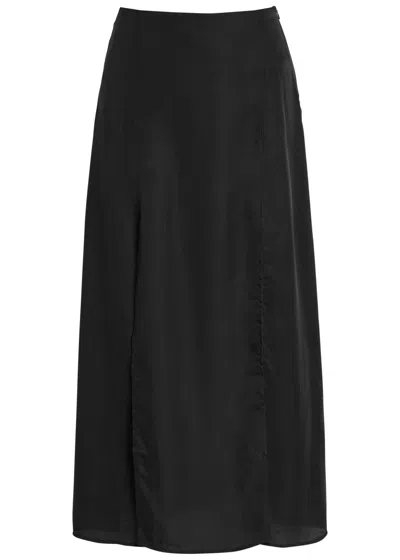 Akyn Elodie Front-slit Lyocell Skirt In Black