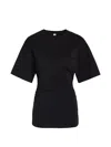 Akyn Harper Gathered Stretch-cotton T-shirt In Black