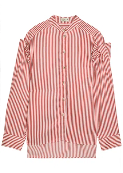 Akyn Kaia Striped Lyocell Shirt In Red