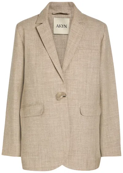 Akyn Noor Linen And Wool-blend Blazer In Orange
