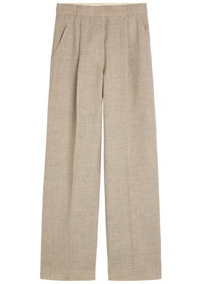 Akyn Perla Linen And Wool-blend Trousers In Neutral