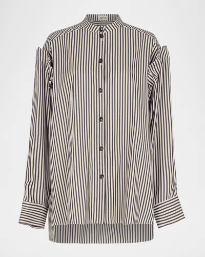 Akyn Studio Kaia Pinstripe Laid-on Sleeve Shirt In Multi