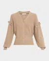 Akyn Studio Zelia Knit Faux-pearl Cardigan In Brown
