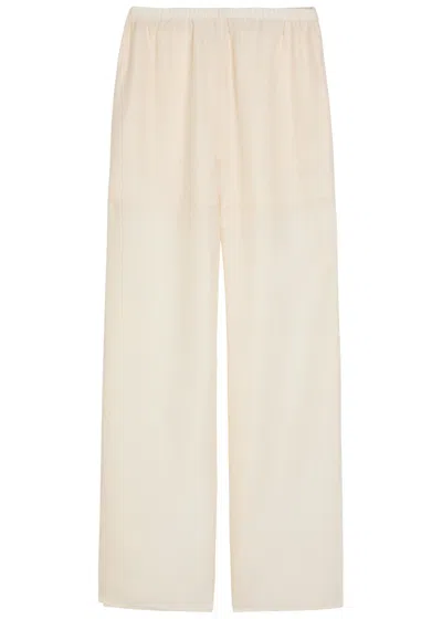 Akyn Teagan Wide-leg Lyocell Trousers In White