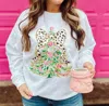 Al + Gray Faux Glitter Painted Tree Sweatshirt In White In White