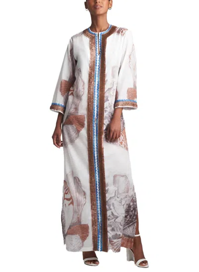 Ala Von Auersperg Titania Cotton Kaftan Dress In Shellscape In Multi