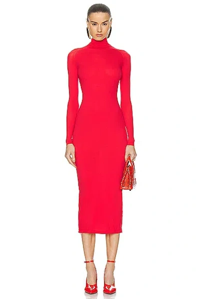 Ala?a Sheer Dress In Rouge Vermeil