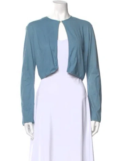 Pre-owned Alabama Chanin Crew Neck Long Sleeve Top In Blue