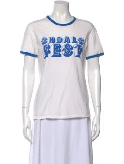 Pre-owned Alabama Chanin Graphic Print Crew Neck T-shirt In White