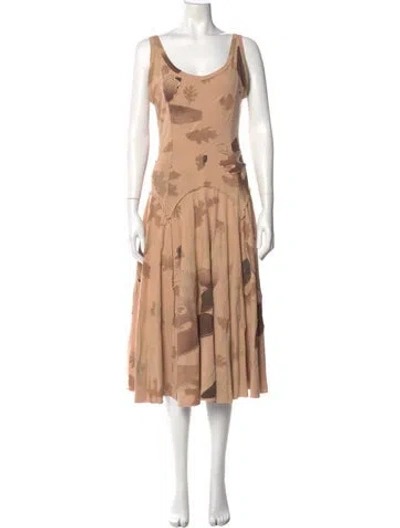 Pre-owned Alabama Chanin Printed Midi Length Dress In Neutral