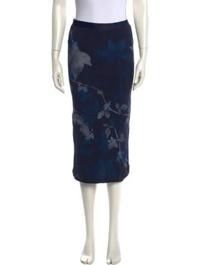 Pre-owned Alabama Chanin Printed Midi Length Skirt In Blue