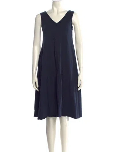 Pre-owned Alabama Chanin V-neck Knee-length Dress In Blue