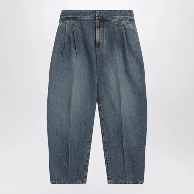Alaïa Alaia Washed Denim Pleated Trousers In Animal Print