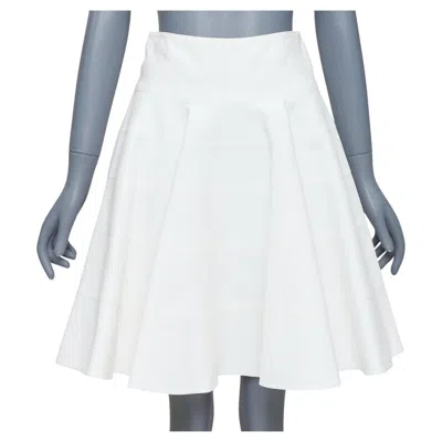 Pre-owned Alaïa Alaia 10 Corso Como Ivory Cotton Panelled Tiered Flare Knee Skirt Fr38 M In White