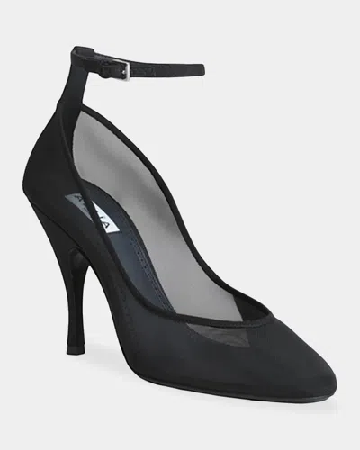 Alaïa 100mm Mesh Ankle-strap Pumps In Black