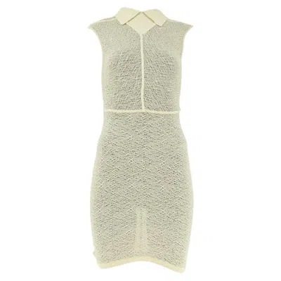 Pre-owned Alaïa 1980s  Crochet Fitted Dress In Sand