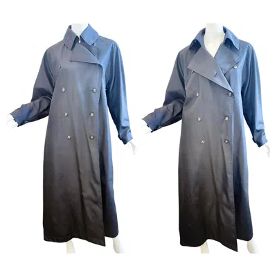 Pre-owned Alaïa 1980s  Oversized Glossed Nylon Vintage Trench Coat Jacket Archive Piece In Gray