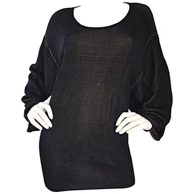 Pre-owned Alaïa 1980s Azzedine Alaia Black Dolman Sleeve Vintage 80s Mini Dress Or Sweater