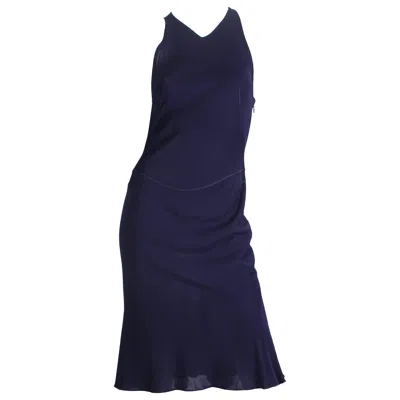 Pre-owned Alaïa 1980s Azzedine Alaia Navy Blue Rayon Jersey Body-con Cocktail Dress