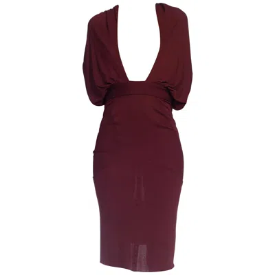 Pre-owned Alaïa 1980s Azzedine Alaia Russet Brown Rayon Jersey Iconic Low Cut Dress With Cowl