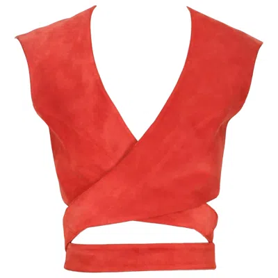 Pre-owned Alaïa 1983 Azzedine Alaia Suede Wrap Runway Top In Red