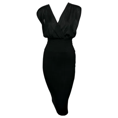 Pre-owned Alaïa 1984 Azzedine Alaia Black Knit Runway Dress With Wide Elastic Waistband