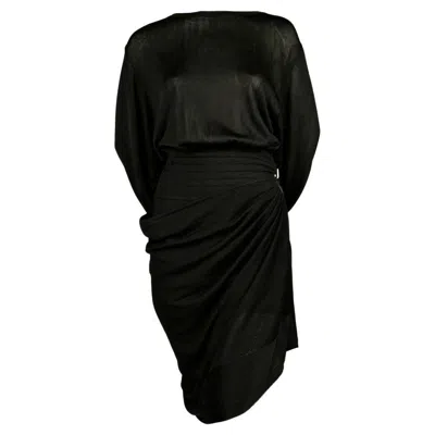 Pre-owned Alaïa 1984 Azzedine Alaia Runway Jet Black Summer Playsuit With Draped Skirt