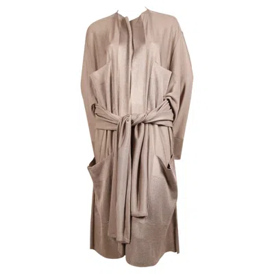 Pre-owned Alaïa 1985 Azzedine Alaia Taupe Knit Jacket With Waist Tie In Brown