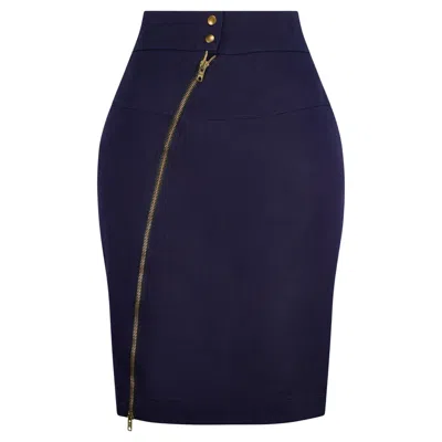 Pre-owned Alaïa 1986  Documented Indigo Cotton Pencil Skirt With Zip In Blue