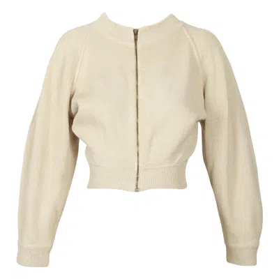 Pre-owned Alaïa 1986 Azzedine Alaia Cropped Ecru Linen Runway Jacket In Brown