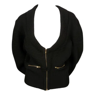 Pre-owned Alaïa 1986 Azzedine Alaia Heavy Knit Black Runway Cardigan Sweater Coat With Zippers