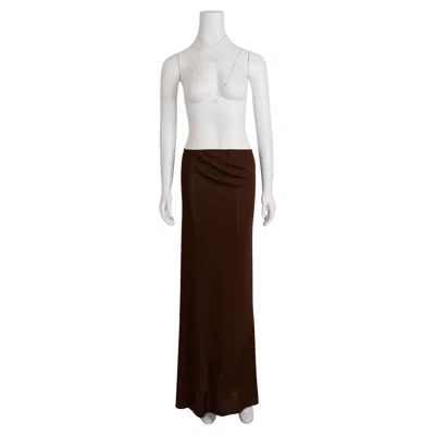 Pre-owned Alaïa 1986 Brown Jersey Sculptural Drape Skirt