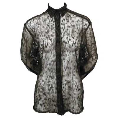 Pre-owned Alaïa 1987 Azzedine Alaia Black Textured Net Runway Button Up Shirt