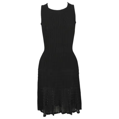 Pre-owned Alaïa 1990's Azzedine Alaia Black Sleeveless Knit Dress With Sheer Hem