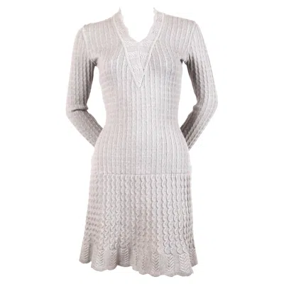 Pre-owned Alaïa 1990's Azzedine Alaia Blue Crocheted Knit Dress With Flounced Sleeves