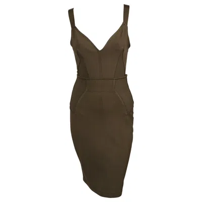 Pre-owned Alaïa 1990 Azzedine Alaia Khaki Bodysuit And Matching Skirt - Runway In Black