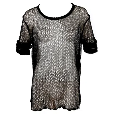 Pre-owned Alaïa 1992 Azzedine Alaia Black Open Knit Runway Tunic Top