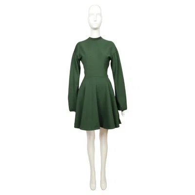 Pre-owned Alaïa 1992 Azzedine Alaia Green Seamed Mini Dress With Full Skirt