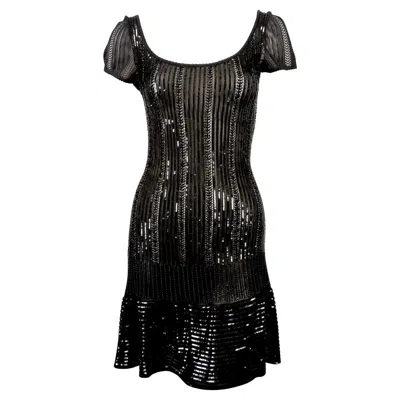 Pre-owned Alaïa 1996 Azzedine Alaia Black Beaded And Micro Sequined Dress